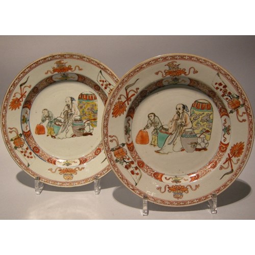 Pair of plates porcelain " famille verte "